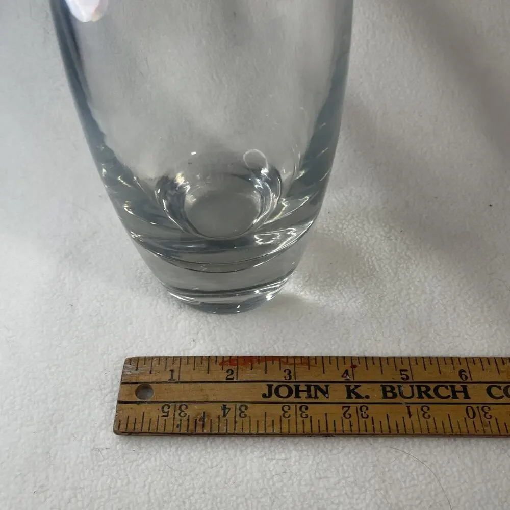 Romania Crystal Clear Heavy Mouth Blown Glass Vase w/ Sticker 10.5